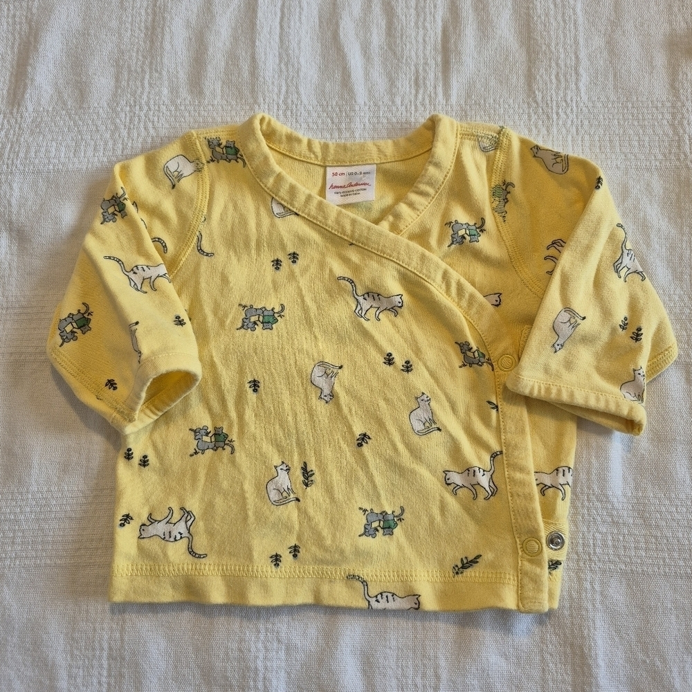 Hanna Andersson girls size 50 or 0-3 months kimono jacket cat & mouse VGUC